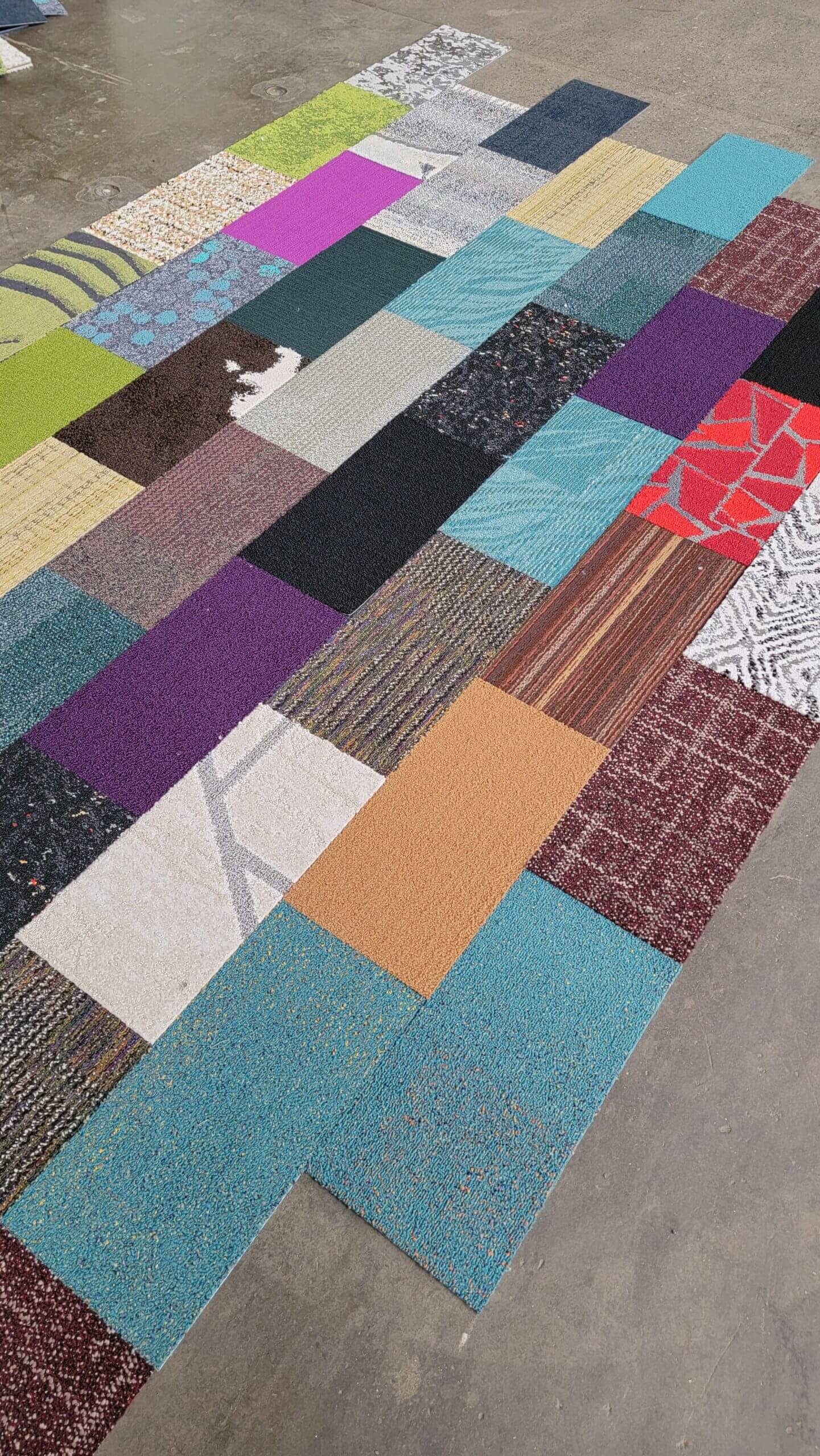 Decorator Mosaic Cut Carpet Tiles, Purple Carpet Tiles